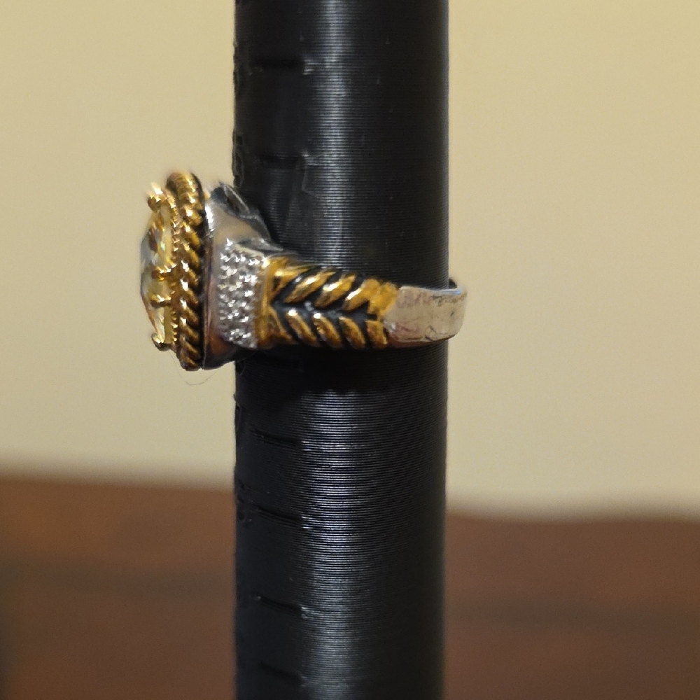 Lia Sophia Gold and Silver Ring with Yellow Gem - Picture 3 of 4